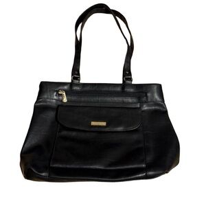 Elegant Black Leather Tote Bag